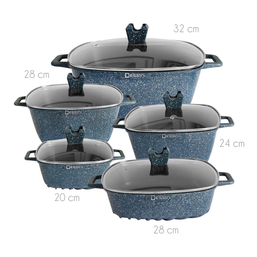 Juego de Ollas Granito 10 Piezas Antiadherente Premium  Azul