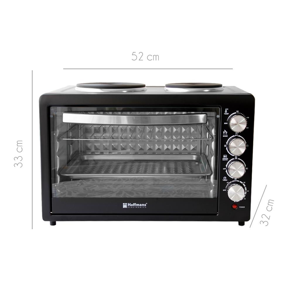 Horno Eléctrico 55 Litros  con 2 Placas 2000W + 1600W Grill