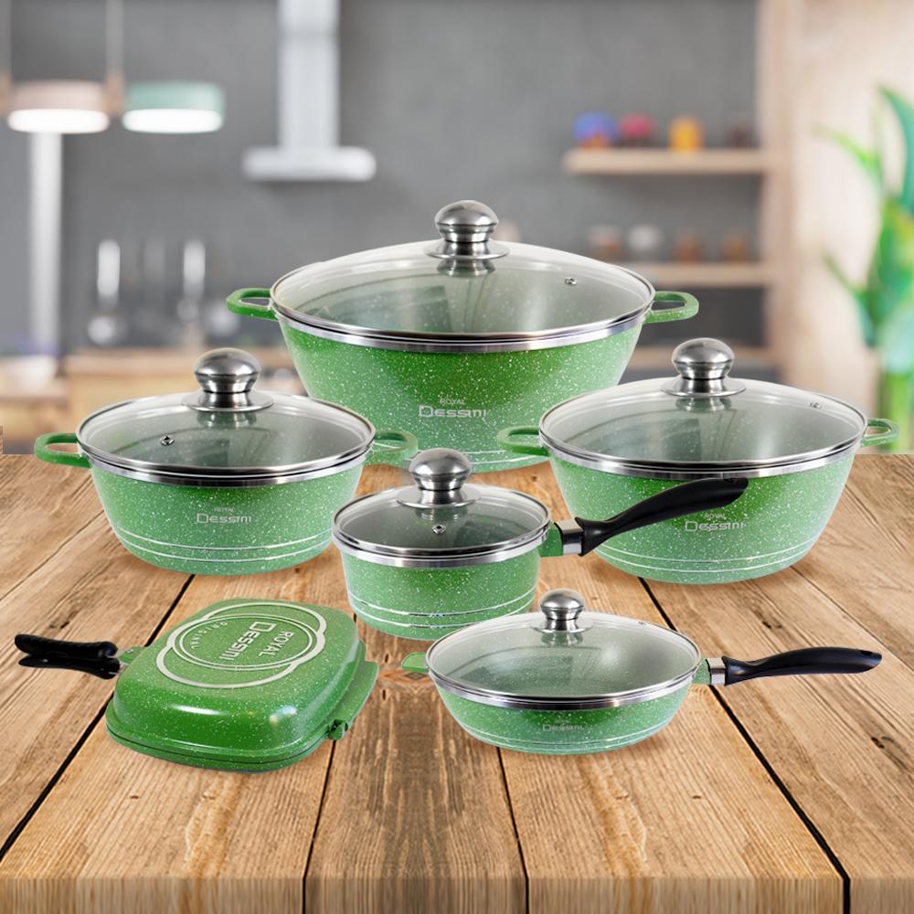 Juego de Ollas Granito 23 piezas Bateria de Cocina Verde