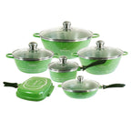 Juego de Ollas Granito 23 piezas Bateria de Cocina Verde
