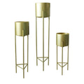 Macetero Pedestal Dorado Set de 3 Piezas