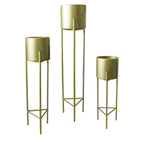 Macetero Pedestal Dorado Set de 3 Piezas