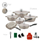 Juego de Ollas Granito 23 piezas Beige - TyK Hogar