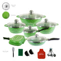 Juego de Ollas Granito 23 piezas Bateria de Cocina Verde