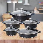 Batería Cocina 10 Piezas Altas Granito Antiadherente Negra