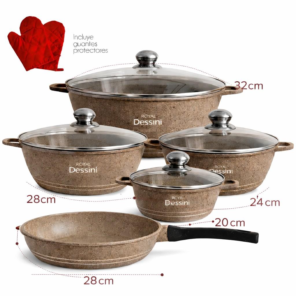 Juego de Ollas 12 Piezas Granito Royal Dessine color Beige