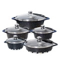 Batería Cocina 10 Piezas Altas Granito Antiadherente Negra