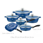 Juego de Ollas Granito Bateria de Cocina 23 piezas Azul