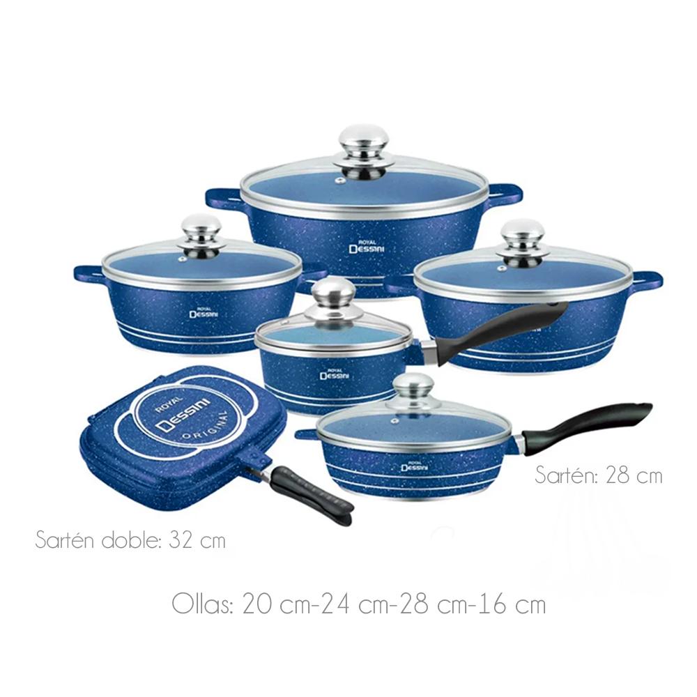 Juego de Ollas Granito Bateria de Cocina 23 piezas Azul
