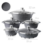 Batería Cocina 10 Piezas  Granito Antiadherente GRIS