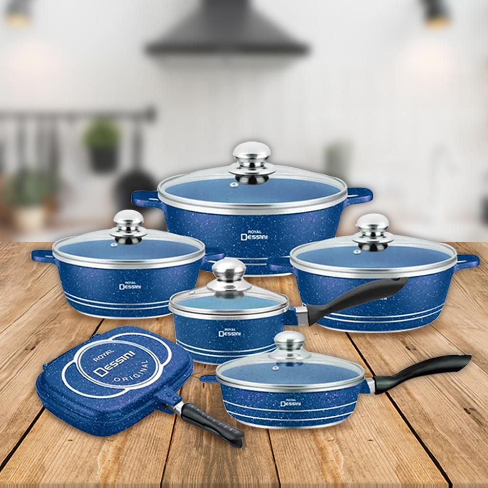 Juego de Ollas Granito Bateria de Cocina 23 piezas Azul
