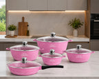 Juego de Ollas 12 Piezas Granito Royal Dessine color Rosado