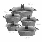 Juego de Ollas Granito 10 Piezas Antiadherente Premium  Gris