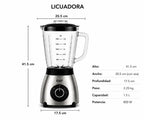 Licuadora 3 en 1  Vaso Vidrio Molinillo y   Acero  1000W