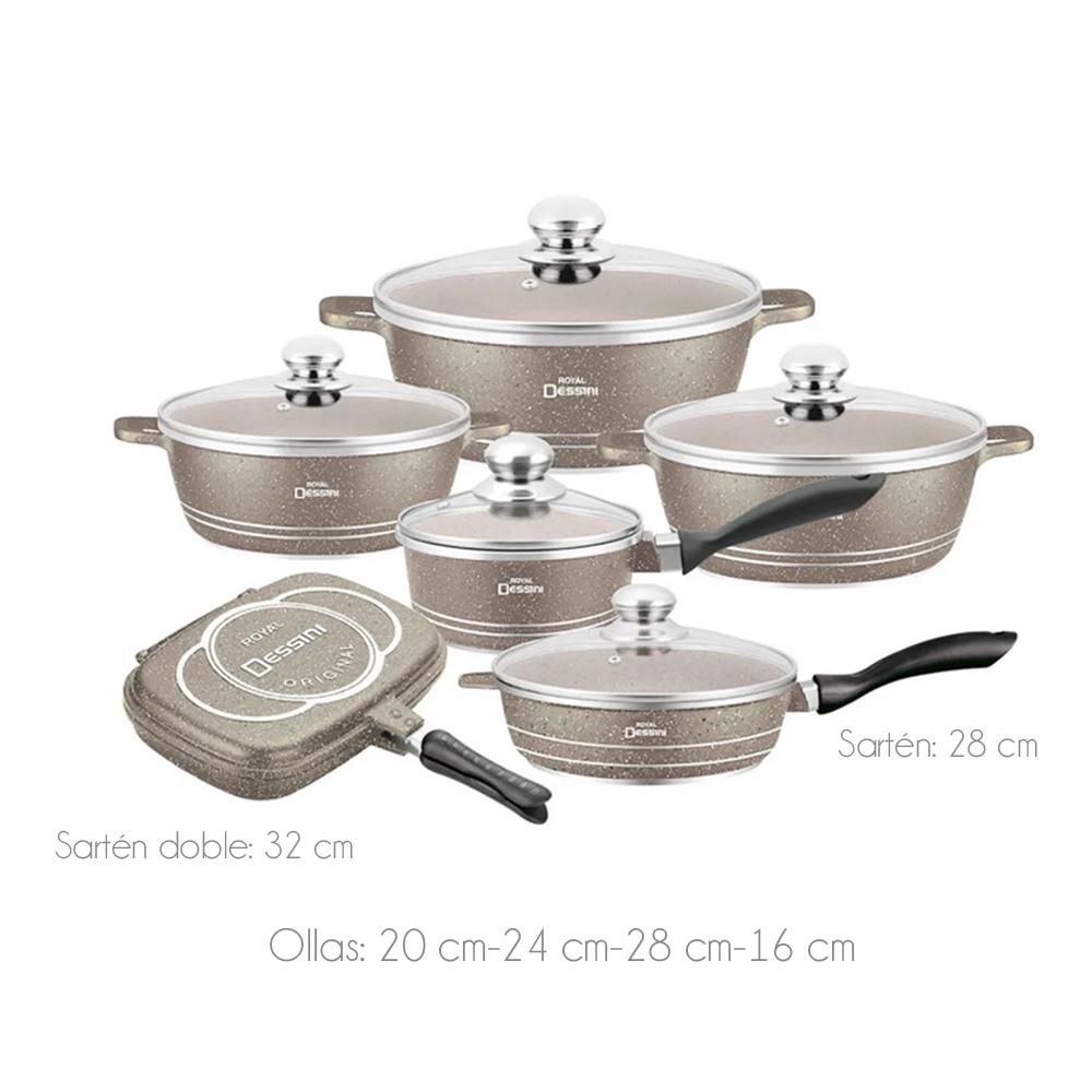 Juego de Ollas Granito 23 piezas Beige - TyK Hogar