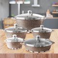 Batería de Cocina 10 Piezas Altas Granito Antiadherente Cafe