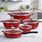 Juego de Ollas 12 Piezas Granito Royal Dessine color Rojo