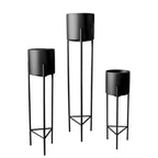 Macetero Pedestal Negro Set de 3 Piezas