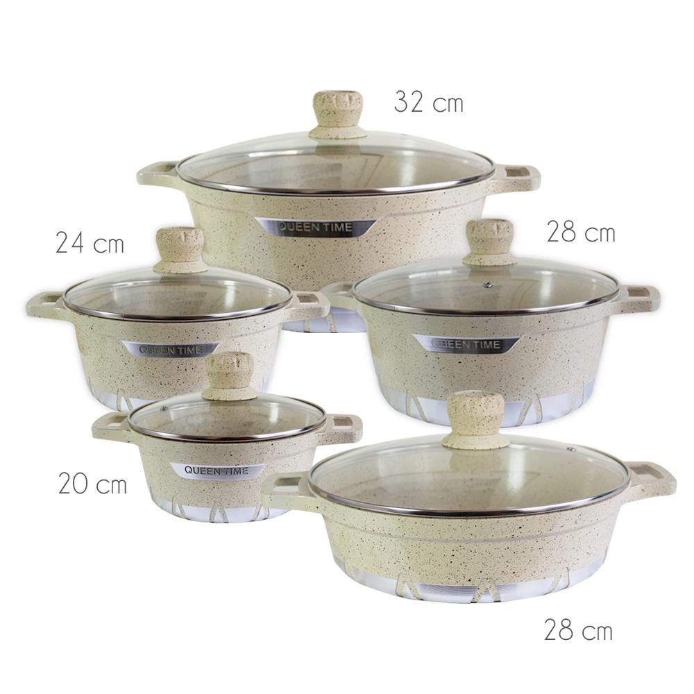 Batería de Cocina 10 Piezas Altas Granito Antiadherente