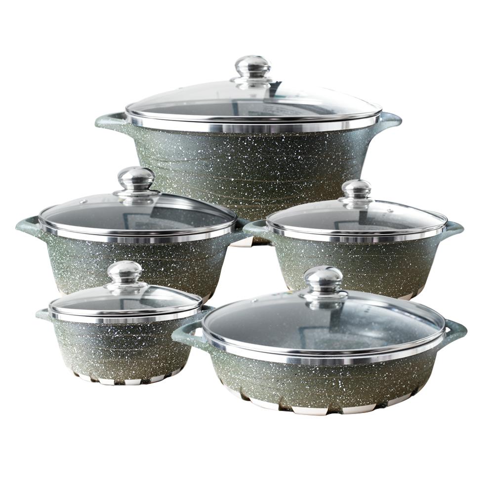 Batería de Cocina 10 Piezas Altas Granito Antiadherente