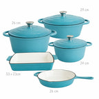 Juego de Ollas Hierro Fundido 8 p. Apto Horno 500 °C Turquez
