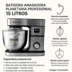 Batidora Pedestal Planetaria Amasadora Profesional 15 litros