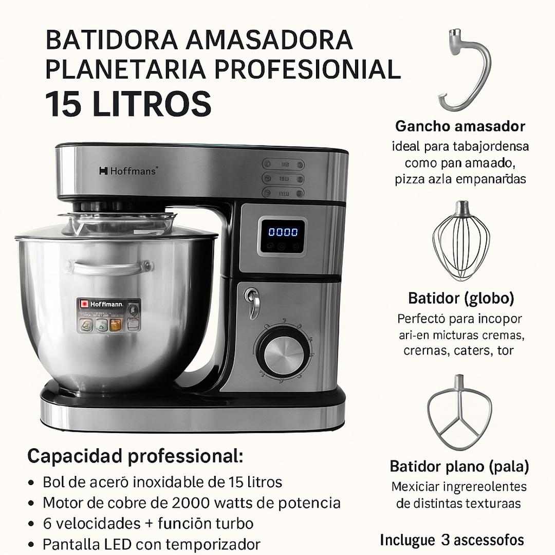 Batidora Pedestal Planetaria Amasadora Profesional 15 litros