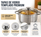 Juego de Ollas Acero Inoxidable 12 Piezas con Tapas  Vidrio