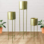 Macetero Pedestal Dorado Set de 3 Piezas