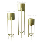 Macetero Pedestal Dorado Set de 3 Piezas