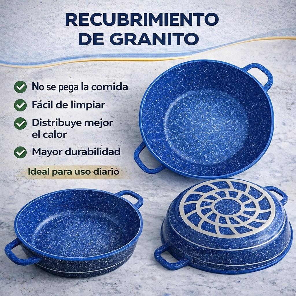 Juego de Ollas 12 Piezas Granito Royal Dessine color Azul