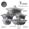 Batería Cocina 10 Piezas  Granito Antiadherente GRIS