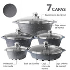 Batería Cocina 10 Piezas  Granito Antiadherente GRIS