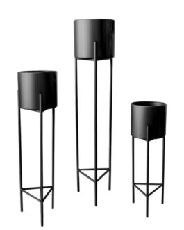 Macetero Macetas Pedestal Negro Set de 3 Piezas