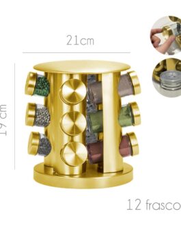 Especiero para Condimentos Dorado 12 piezas