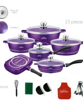Juego de Ollas Granito Bateria Cocina 23 piezas Morada