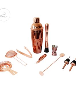 SET BARTENDER O SET BARMAN DE 10 PIEZAS COBRE INOXIDABLE