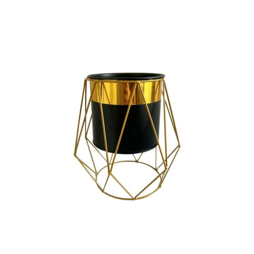 Macetero Pedestal Maceta Negra con dorado