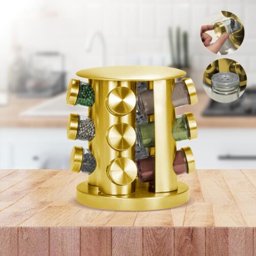 Especiero para Condimentos Dorado 12 piezas - Imagen 3