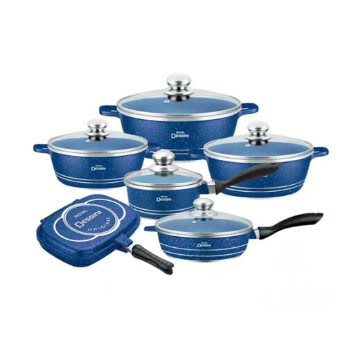 Juego de Ollas Granito Batería de Cocina 23 piezas Azul