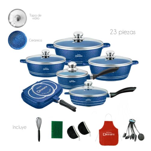 Juego de Ollas Granito Batería de Cocina 23 piezas Azul - Imagen 2