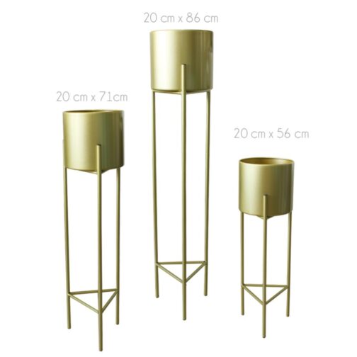 Macetero Macetas Pedestal Dorado Set de 3 Piezas - Imagen 4