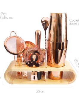 Set Bartender Coctelera Cobre 10 piezas Moderna