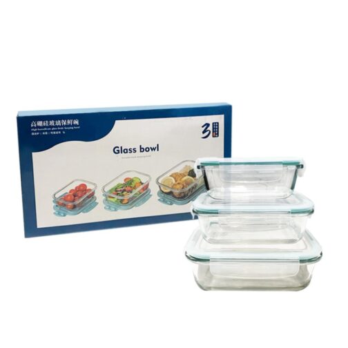 Set 3 Contenedores o tupper taper de vidrio con tapa