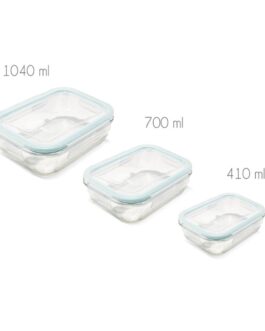Set 3 Contenedores o tupper taper de vidrio con tapa