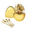 Juego de Cubiertos Dorado 24 piezas Decorativo Huevo