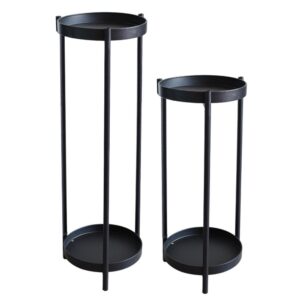 Set Pedestales Porta Macetas Macetero Set Mesitas negro