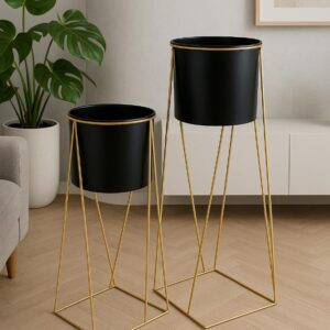 Maceteros Pedestal Set 2 unidades Macetas negro Porta maceta