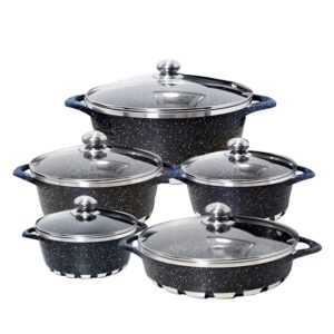 Batería de Cocina 10 Piezas Altas Granito Antiadherente