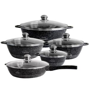 Juego de Ollas 12 Piezas Granito Royal Dessine color negro